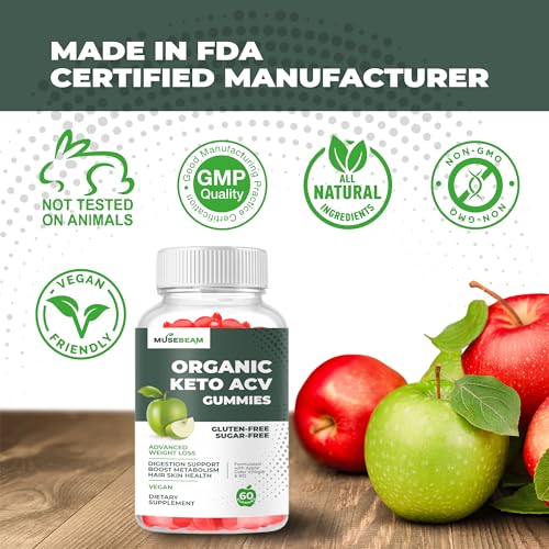 Musebeam Organic Keto Acv Gummies Advanced Weight Loss - Gluten & Sugar Free Belly Fat Burner Apple Cider Vinegar Diet Supplement For Women Men thumb #3
