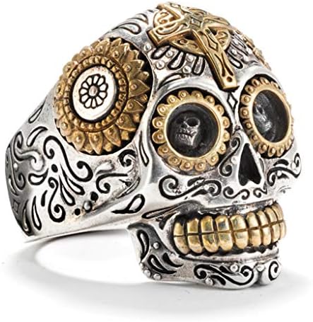 Men's Calavera Sugar Skull Ring in 925 Sterling Silver (US 9.0) by Silver Phantom Jewelry