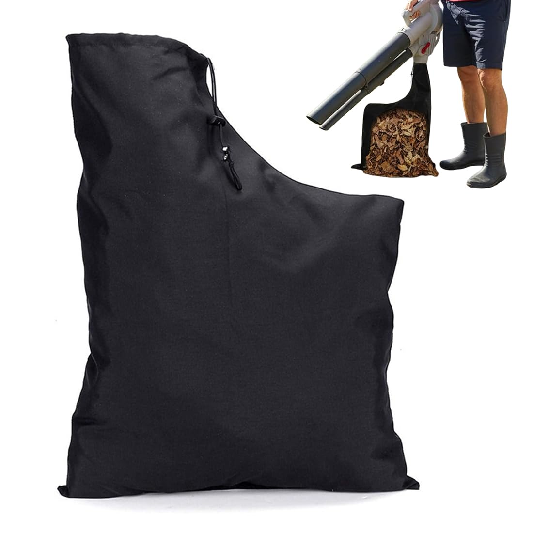 1 bolsa de almacenamiento para soplador de hojas, bolsa de soplador de hojas con cordón, bolsa de recogida ajustable, bolsa de vacío para interiores y exteriores (negro)