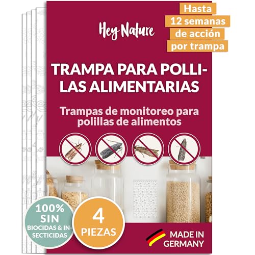 Hey Nature Trampa para polillas de los Alimentos, 4 Piezas, Trampa antipolillas sin insecticidas con Efecto de atracción máximo para detectar la infestación, Trampa polillas Alimentos Cocina monitora
