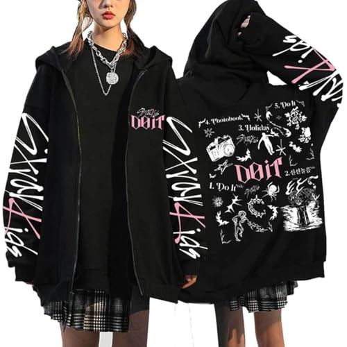 KASENFASHION Stray DO IT Hoodie Y2K E-Girl Hoodie Kapuzenjacke Stray SKZ Freizeit Streetwear Zip-Up mit BangChan Lee Know Changbin Hyunjin Han Felix Seungmin I.N