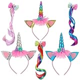 La idea perfecta para regalo: estas bonitas diademas de unicornio son un regalo ideal para los niños. Son perfectos para fiestas de unicornios, fiestas de cumpleaños, accesorios de fotos, juegos de rol, fiestas de disfraces y otras celebraciones.