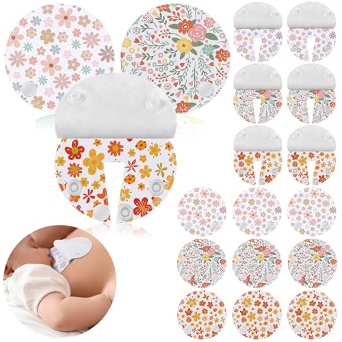 Breling 18 Pack Feeding Tube Pads Button Pad Gtube Button Covers Reusable g Tube Cutie Dinosaur Feeding Supplies for Kids Baby Breastfeeding Nursing Care (Flower)