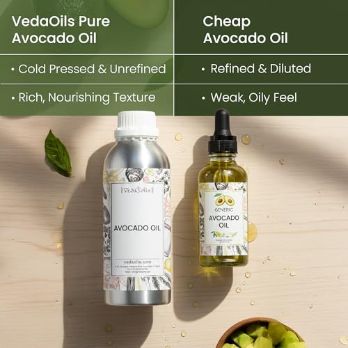 Image of VedaOils Cold Pressed Avocado Oil 100ml | Avocado Hair Oil for Hair Growth, Skin Care, Stress Relief & Body Massage
