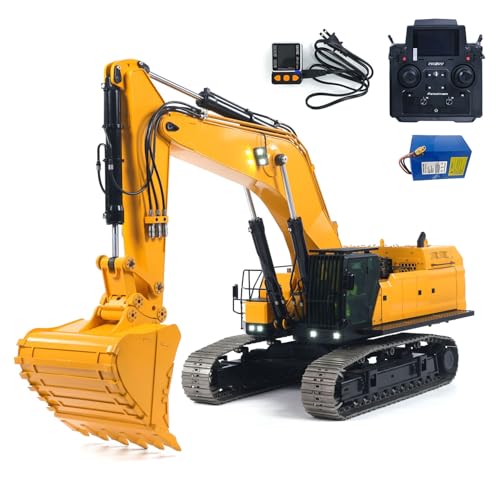 Image of 55KG Metal 1 /14 RC Hydraulic Excavator 395F Remote Control Digger Dual Pump RTR Heavy Machine ST8 Radio Battery 6CH Valve Hobby Grade Model for Adult(Yello and Black)