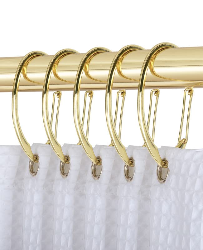Utopia Alley HK10GD 3.1 x 1.8 in. Rustproof Zinc Shower Curtain Hooks Rings for Bathroom Gold - Set of 12