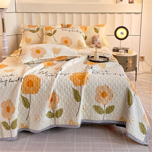 Chickwin Dessus de Lit Matelassé, Couvre Lit Matelassé Flanelle Patchwork Couvre Lit Dessus de Lits en Boutis Couvre-Lits Confortable Doux Réversible...