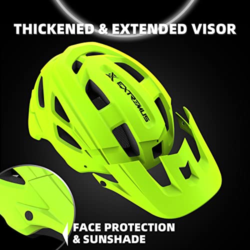 Extremus Aerolander Mountain Bike Helmet, Certified Bike Helmets For Adults Men Women, One-Piece Construction Road Cycling Helmet, Mtb Lightweight Bicycle Helmet With Visor & Safety Rear Light #TOP4