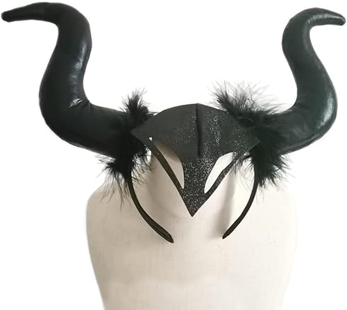 Miniatura 3 de USUKUSI Diadema de cuerno de diablo negro de Halloween, suministros de fiesta, decoración de fiesta, disfraces, accesorios para el cabello para
