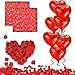 RANJIMA Bougies Romantiques et Pétales, 50 Bougies en Forme de Coeur + 10 Ballons Coeur Rouges + 1000 Pétales de Rose Rouges en Soie pour Saint-Valentin Décoration, Mariage, Anniversaire, Fiançailles