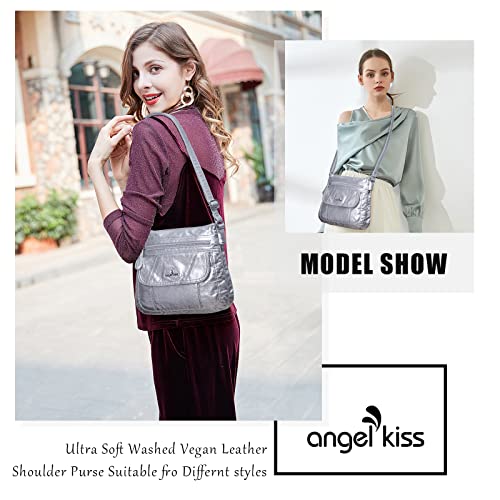 Image of Angelkiss Small Womens Crossbody Bag Leather Shoulder Purse for Women Hobo Bag with Adjustable Shoulder Strap