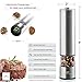 Electric Salt and Pepper Grinder - Single Battery Operated Stainless Steel Salt or Pepper Mill with Light - Automatic One Handed Operation with Adjustable Ceramic Grinder