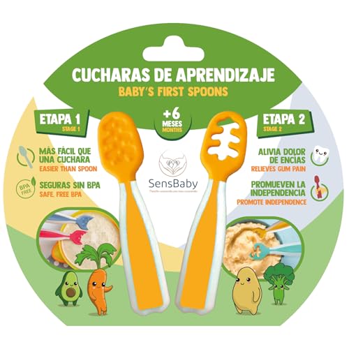 Cuchara Bebe Aprendizaje - Precucharas Bebe Blw para Primeros Alimentos, Cuchara Silicona Bebé 6 Meses Recomendadas por Nutricionistas, Cubiertos, Alimentacion Complementaria, Baby Led Weaning