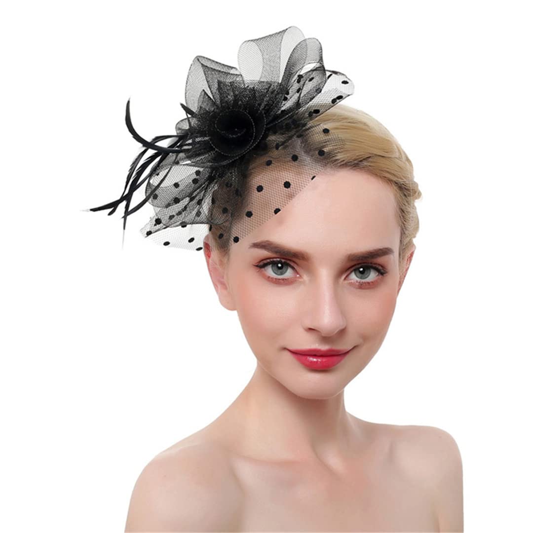 fascinator, Fascynatory z piór na opasce dla kobiet, damskie spinki do włosów, siatka, akcesoria przyjęcie herbaciane