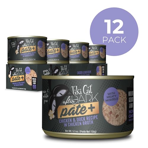 Image of Tiki Cat After Dark Pate+ Wet Cat Food, Chicken & Duck, 5.5 oz. Cans (Pack of 8)