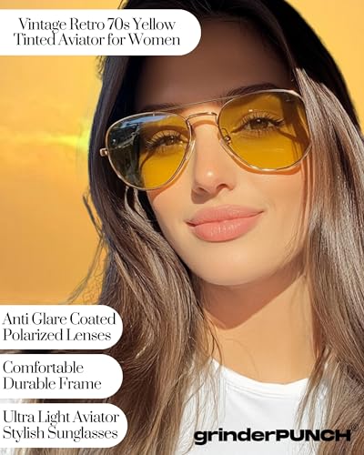 Image of grinderPUNCH Polarized Aviator Sunglasses Men Women 70s Retro Costume UV400