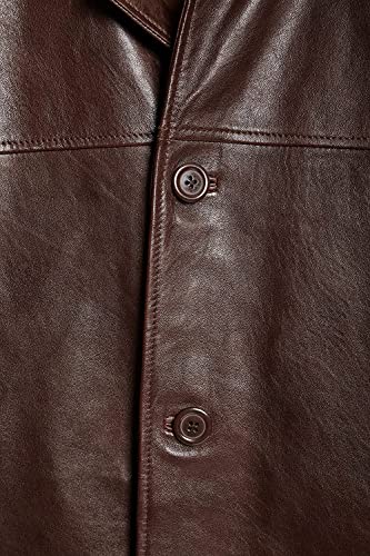 Image of Men's Four-Button Lambskin Leather Car Coat