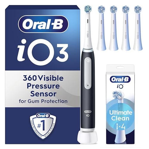 Oral-B iO3 Electric Toothbrushes Adults, 5 Toothbrush Heads, 3 Modes With Teeth Whitening, 2 Pin UK...