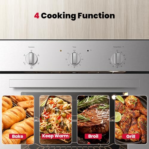 Image of GASLAND 24 Inch Electric Wall Oven with 5 Cooking Modes, 2.79 Cu.ft, 2200W | Knob Control, Removavle Triple-Layer Glass Door, Built-in Oven for Kitchen, Stainless Steel, ETL Certified