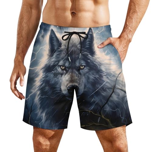 Blue Wolf Mens Swim Trunks Quick Dry Swim Shorts Beach Swimwear Bathing Suits with Pockets