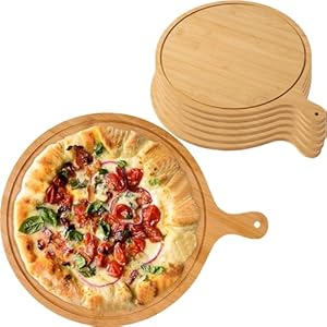 6 Pack Pizza Peel Sticking Board, Bamboo Cutting Tray, Organizer Tray for Pizza Bread Cake Fruits and Vegetables (Color : Light Brown, Size : 13inch)