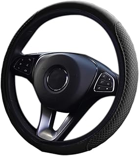CGEAMDY Car Steering Wheel Cover, Universal 38 cm Microfibre Steering Wheel Cover, Non-Slip Breathable Steering Wheel Cover, Odour-Free Steering Wheel Cover, Steering Wheel Protector (Black)