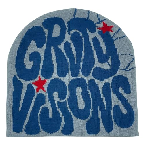 2THESTARS Y2K Beanie for Men Women Knitted Hat Winter Cap Gothic Spider Design Warm Casual Skullies Cold Weather Knit Outdoor - Grey with Blue - image 1