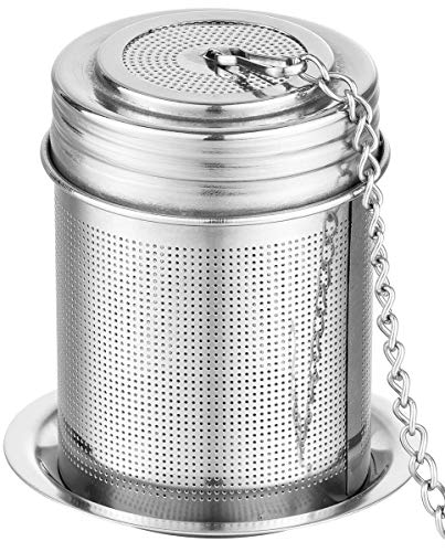 Tea Ball Infuser & Cooking Infuser,Extra Fine Mesh Tea Infuser Filter Threaded Connection 18/8 Stainless Steel with Extended Chain Hook to Brew Loose Leaf Tea,Spices & Seasonings by TEEMADE (1 PACK)