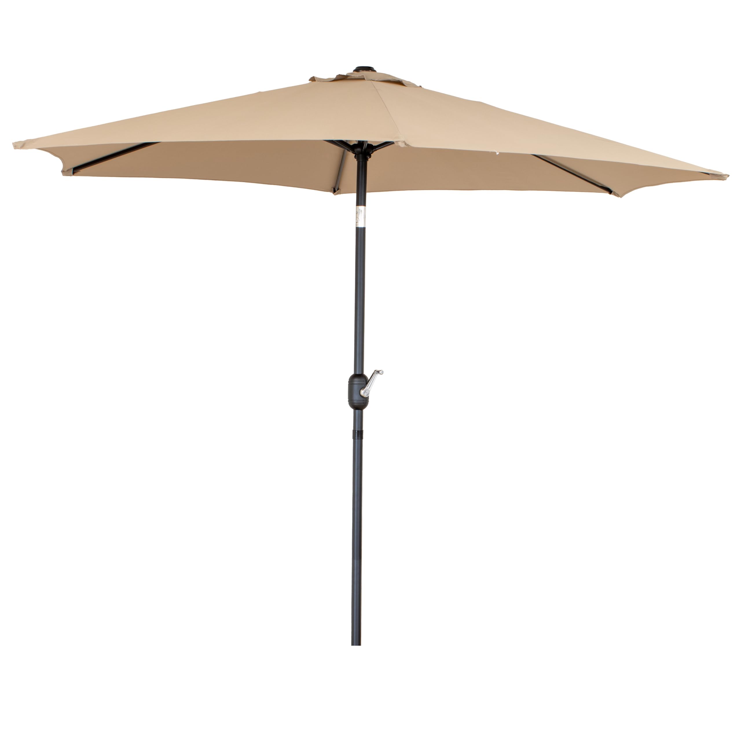 Ombrellone da Giardino 270 cm Beige – GARDENIA Moon Round, Palo in Acciaio Antracite, Inclinabile, Antivento, con Manovella, per Terrazzo, Spiaggia, Giardino, Balcone