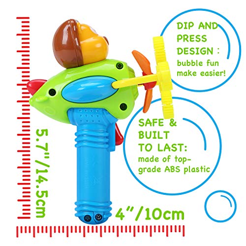 Bubble Gun Blower for Kids - Non-Toxic Bubble Blower with 2 Bubble Solutions - Mini Hand-Held Machine with 4 Wands for Blowing Bubbles - Bubble Toys for Parties, Camping, Outdoor Activities - Thumbnail 2