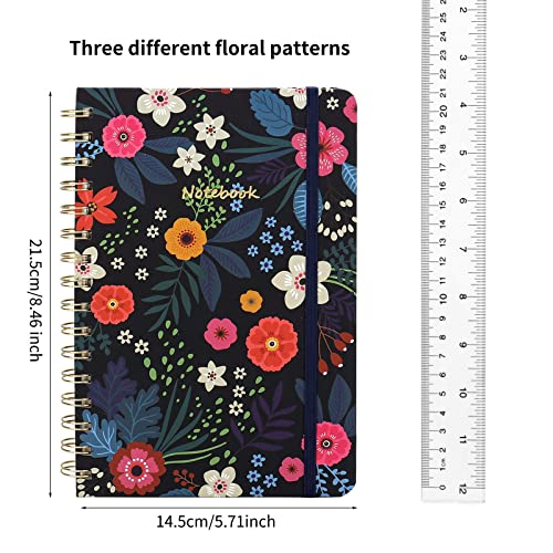 Auveach 3 Pack A5 Aesthetic Spiral Notebook, 5.7"X 8.5" Hardcover Spiral Journal For Women Valentine's Day Gift, Blooming Floral Notebook With Back Pocket, 160 Pages, For Office And School Supplies #TOP1