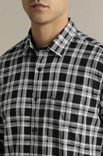 Image of Peter England Slim Fit Checkered Casual Shirt for Men - Full Sleeves | Cotton | Smart & Stylish