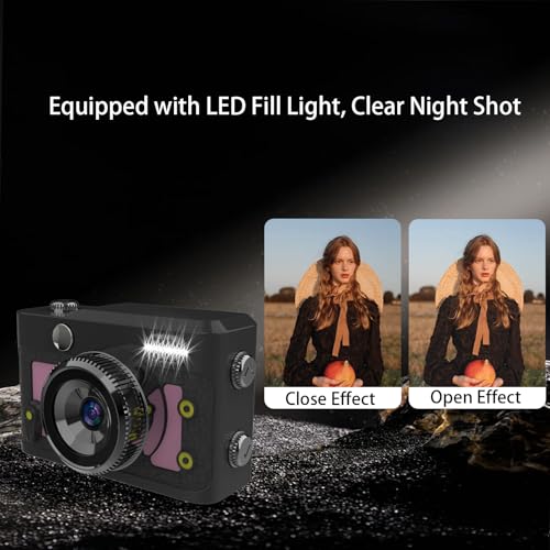 Image of Mini Keychain Camera 64GB, 1080P Mini Retro Photo Video Camera, 120 Minute Battery Life Portable Tiny Digital Cam, Micro Video Camcorder for Travel Students Children, Pink