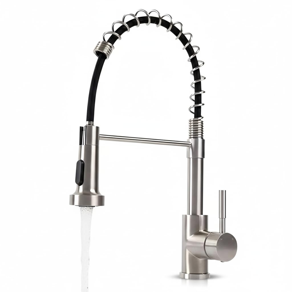 Grifo Cocina Extraible Fregadero de Fácil Instalación | Diseño Cepillado · Flexible de Acero Inoxidable 201 · Monomando con Cartucho Ceramico