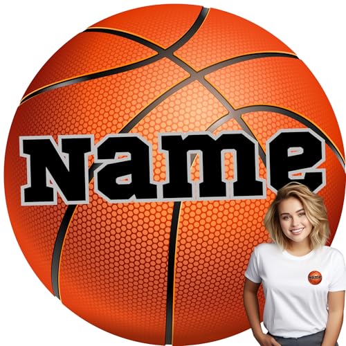 Custom Name Basketball Iron On Transfer, 3x3 Inch Pocket Size Sports Heat Press Decal for DIY Apparel Handmade in USA