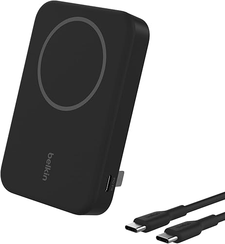Miniatura 14 de Belkin Cargador portátil, banco de energía inalámbrico de 15 W 10000 mAh con Qi2, cargador MagSafe + soporte desplegable integrado - iPhone 17, Air,
