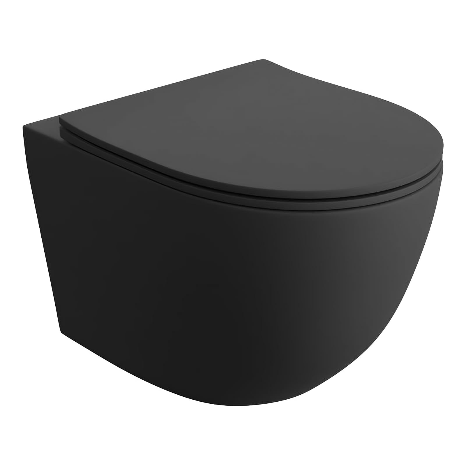 LAVITA Wand-WC Sinto Black Hänge Toilette Toilettendeckel mit Absenkautomatik & Metallscharniere Toiletten Tornado Spülrandlos Hängend Toilettenbecken 365x490x395 mm Schwarz