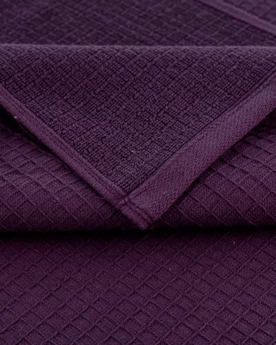 Image of Casa Copenhagen, Egyptian Cotton - Waffle Terry Towel 4 Piece 100% Cotton Large Bath Towel Set - Dark Purple