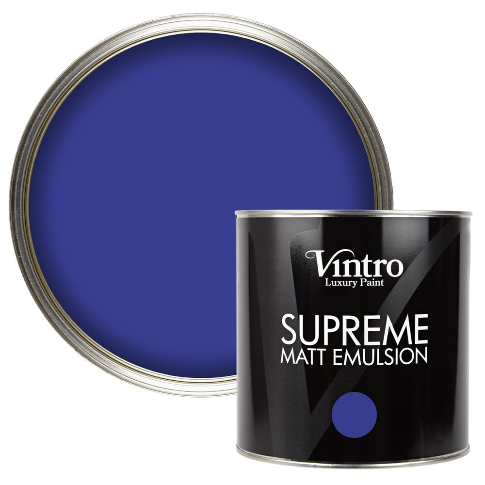Vintro Paint Blue - Raphael Blue Vintro Luxury Matt Emulsion - Smooth Chalky Finish Multi Surface Paint For Walls, Ceilings, Wood And Metal 2.5L (Raphael Blue, 2.5 Litres)