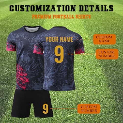 Camiseta De Fútbol Local/Visitante 24/25 - Uniforme Completo Personalizado para Adultos Y Niños con Nombre/Número - Regalo Ideal para Fanáticos (Incluye Playera, Short Y Medias)(2425-Dragon 2)