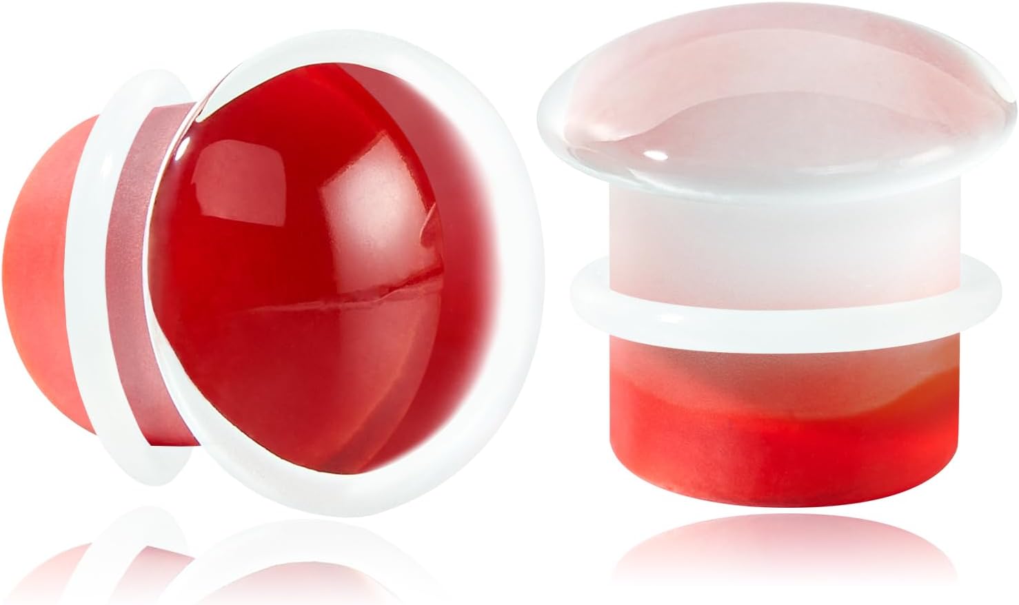 2 Pairs Ear Plugs Glass Expanders with O-Rings - Single Flare Ear Tunnel Expanders Stretching Gauge, Body Piercing Jewelry Colorful 4G-5/8 5MM-16MM