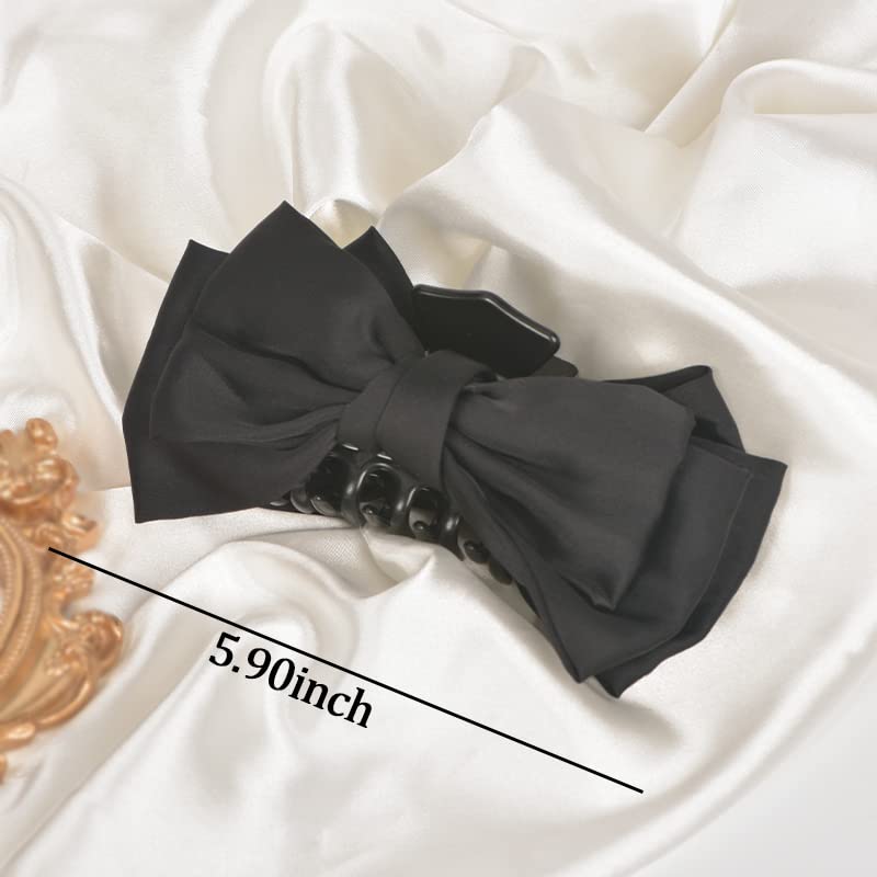 Miniatura 6 de Pinzas grandes de satén para el cabello, lazos negros para mujer, pinzas de garra grandes para cabello grueso y largo, accesorios para el cabello,
