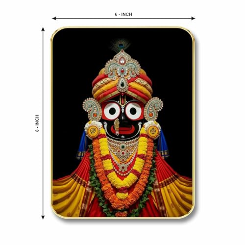 Image of SAF Lord Jagannath Wall Art with Table Top Stand & Wall Hanging Hole | Jagannath Ji MDF Religious Painting for Home Mandir Pooja Room Office Decor