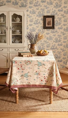 Image of ishro home Premium Table Cloth 6 Seater | Dining Table Cover | Love at First Sight Cloth 4-6 Seater | Luxury Fabric | Machine Washable | Non-Fading | Stain-Resistant | (Mehr Mystique, 56 x 90 inches)