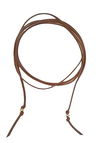 Brown Suede Choker Lariat Necklace with Gold-Plated Brass Bead Accents