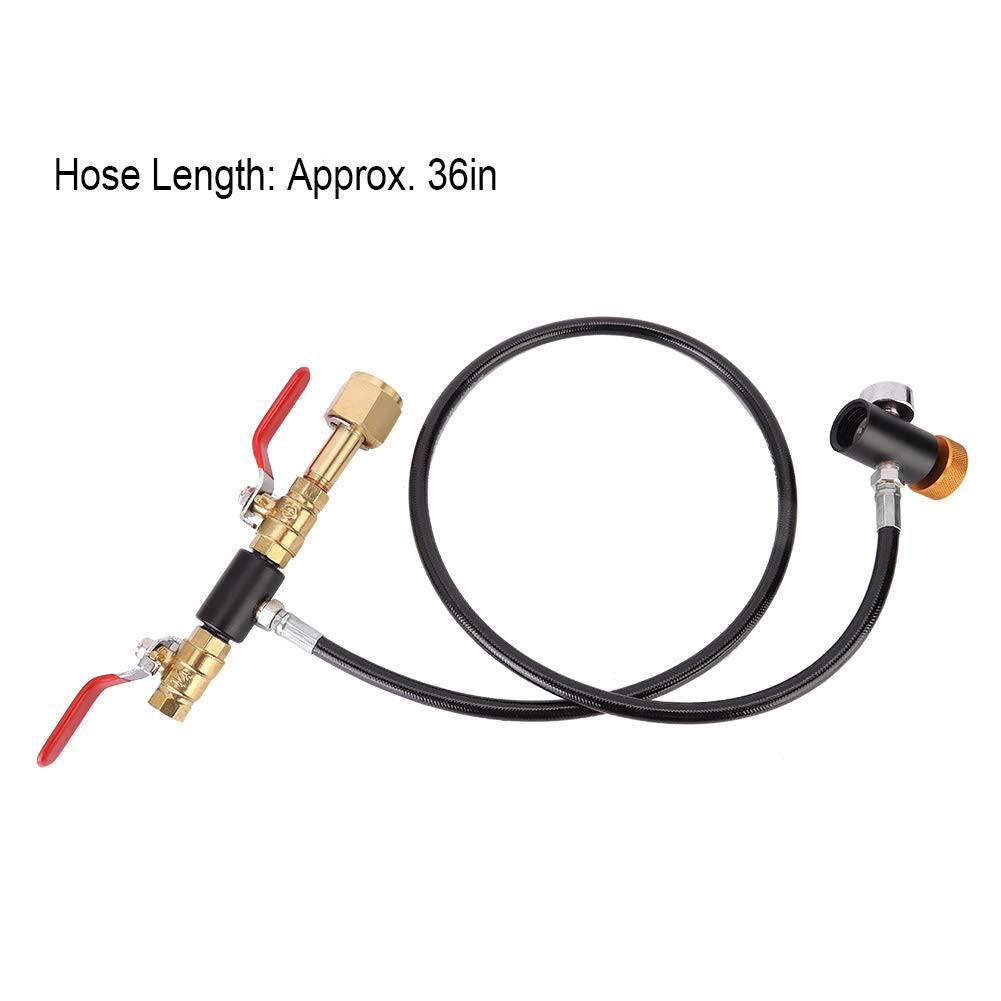 Zestaw adaptera do napełniania strumienia sody, W21.8-14 gwint UE Adapter do napełniania butli CO2 Złącze do butelki Adapter do napełniania CO2 z 36-calowym wężem Akcesoria do sody