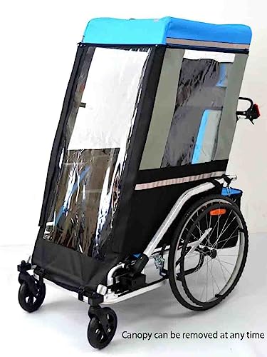CAULO Fahrradanhänger für Erwachsene, Rollstuhl, Fahrrad, Aluminiumlegierung, hinterer Anhänger, Stoßdämpfung, komfortabler Traktor, multifunktionaler Wagen (Blue)