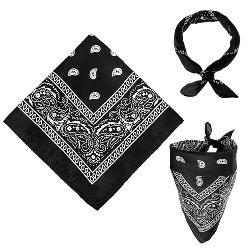 GEEHUA Lot de 2 bandanas pour homme et femme, 55 x 55 cm, motif cachemire pour homme et femme, bandana pour motard, moto, homme, Noir , 55 x 55cm