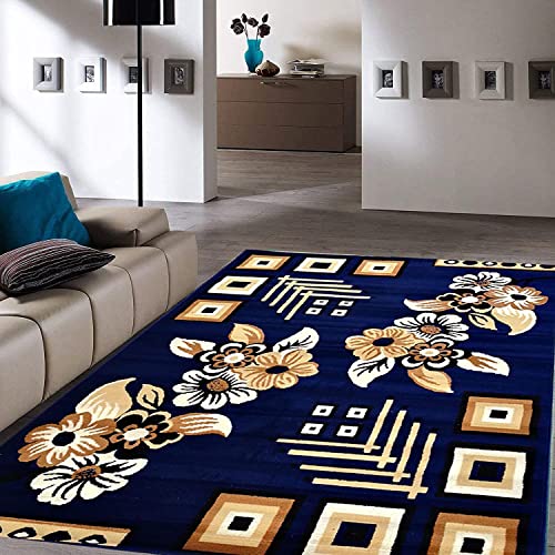 Image of Soft Thick Washable Rugs for Home Decor Living Room 6x8 Feet (180 x 235 Cm) Blue Color