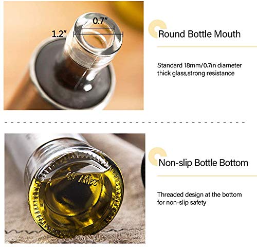 Olive Oil and Vinegar Dispenser Bottle Set, Stainless steel transparent glass oil bottle - Leakproof Glass Oil Bottle-1 stainless steel funnel,2 bottles, 2 anti-drip nozzles (Silver)